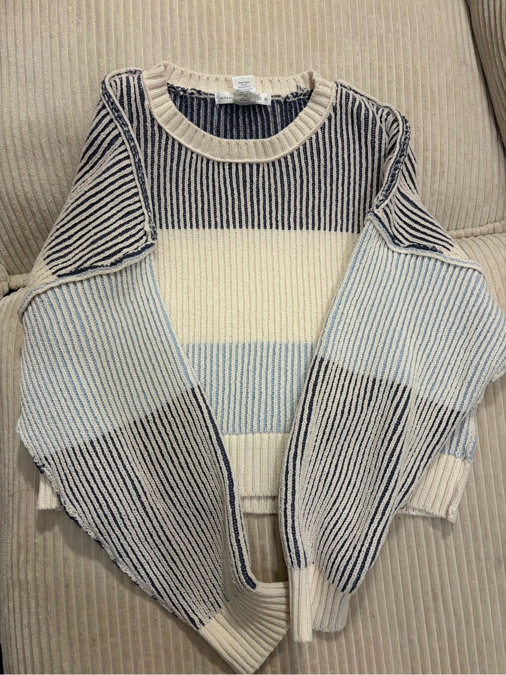 Striped Crewneck Sweater Altered state very warm slits on the side